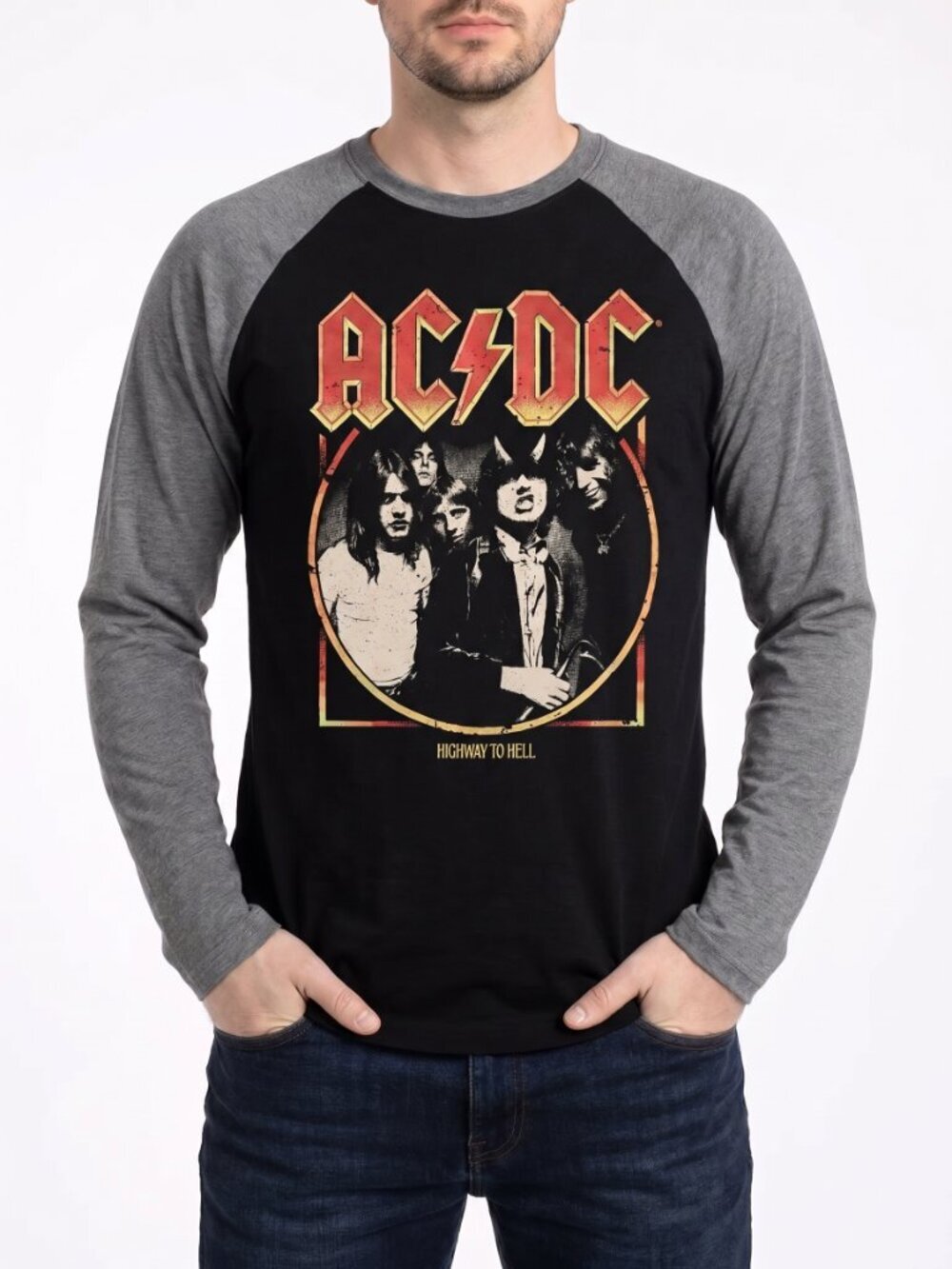 Mens AC/DC Highway to Hell Band Long Sleeve TShirt